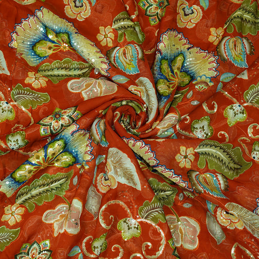 Vibrant Floral Organza Fabric