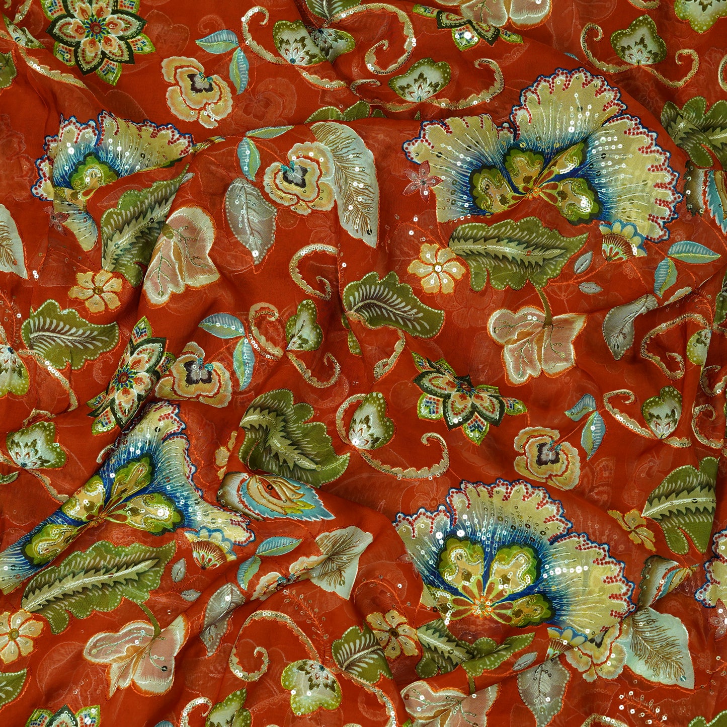 Vibrant Floral Organza Fabric