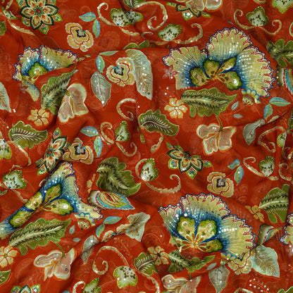 Vibrant Floral Organza Fabric