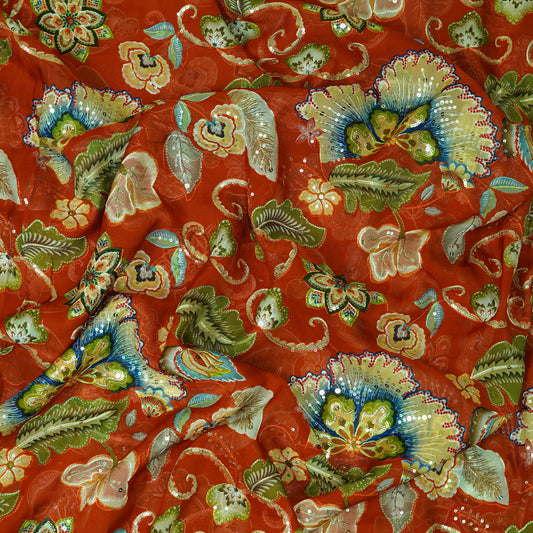 Vibrant Floral Organza Fabric