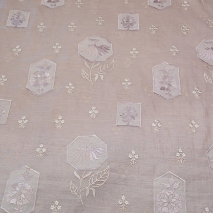 Pastel Mauve Geometric Chanderi Fabric