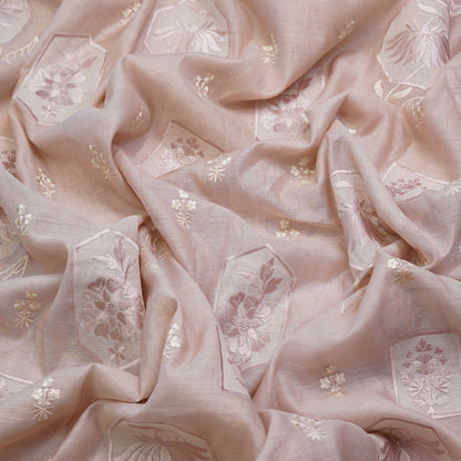 Pastel Mauve Geometric Chanderi Fabric