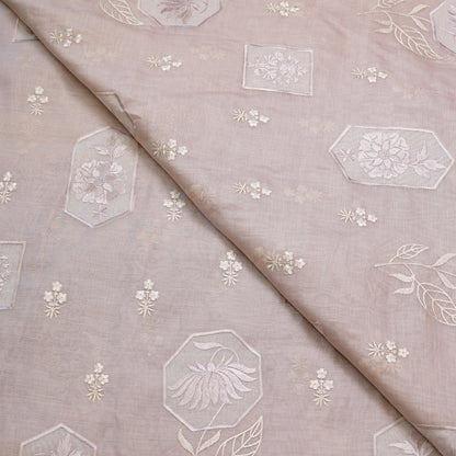 Pastel Mauve Geometric Chanderi Fabric