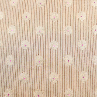 Golden And Taupe Striped Banarasi Brocade Fabric