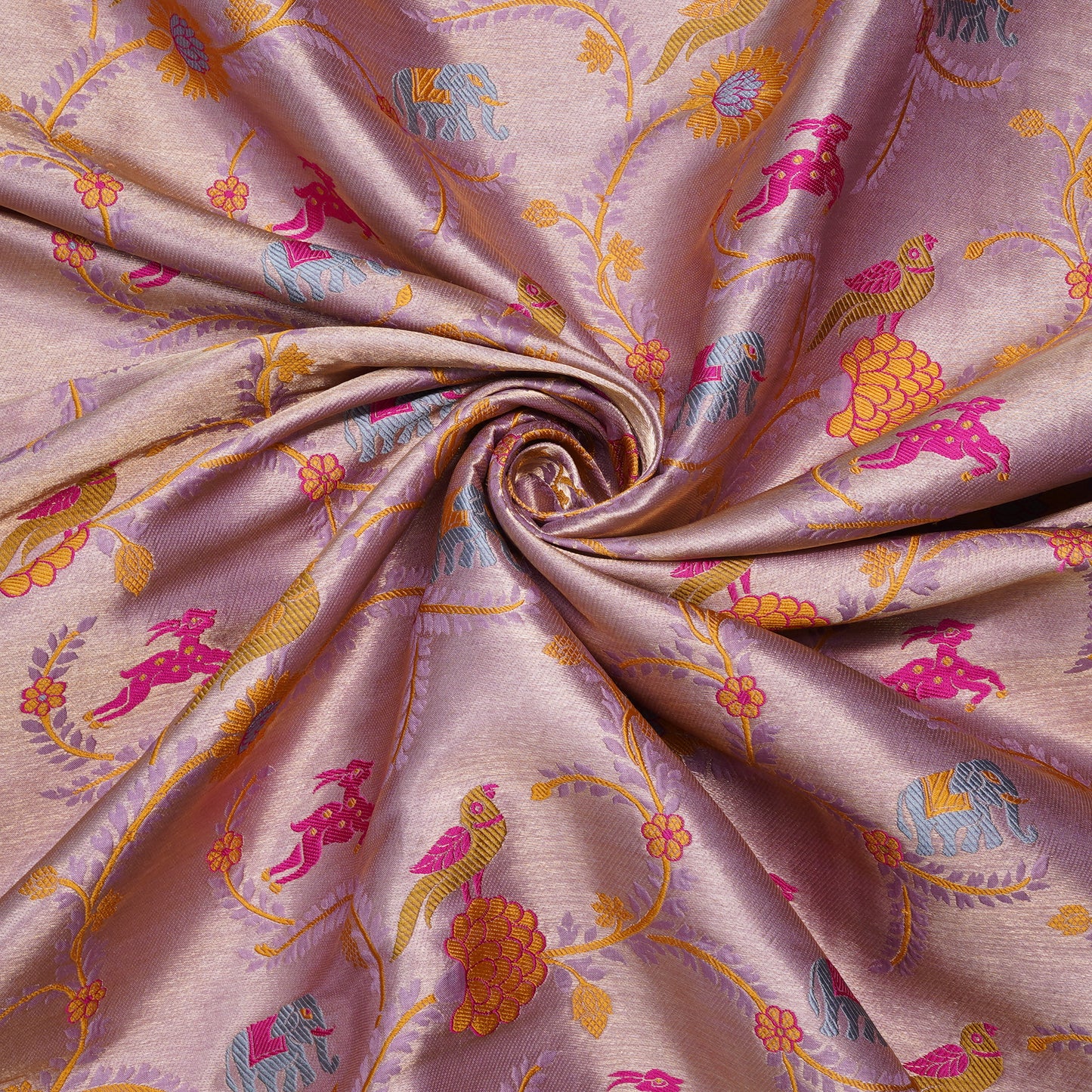 Lavender Lavender Silk Banarasi Shikargah Brocade Fabric