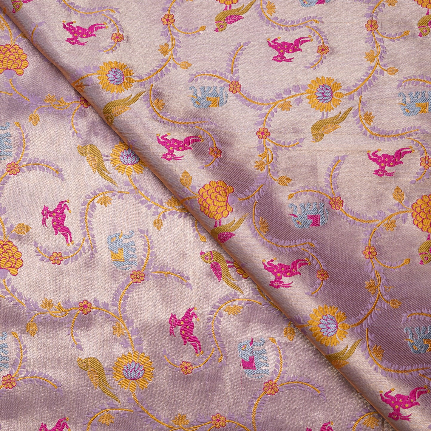 Lavender Lavender Silk Banarasi Shikargah Brocade Fabric