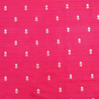 Crimson Red Gold Booti Woven Banarasi Fabric
