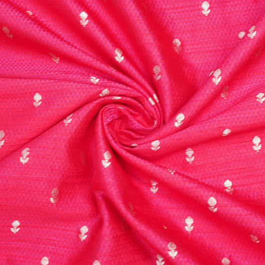 Crimson Red Gold Booti Woven Banarasi Fabric