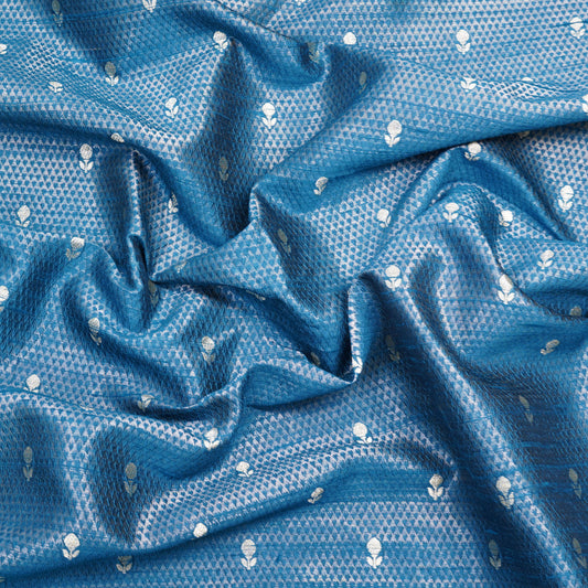 Premium Sky Blue Banarasi Dress Material Fabric