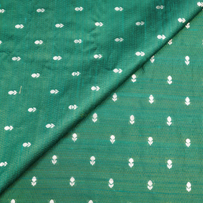 Emerald Green Silver Booti Woven Banarasi Fabric