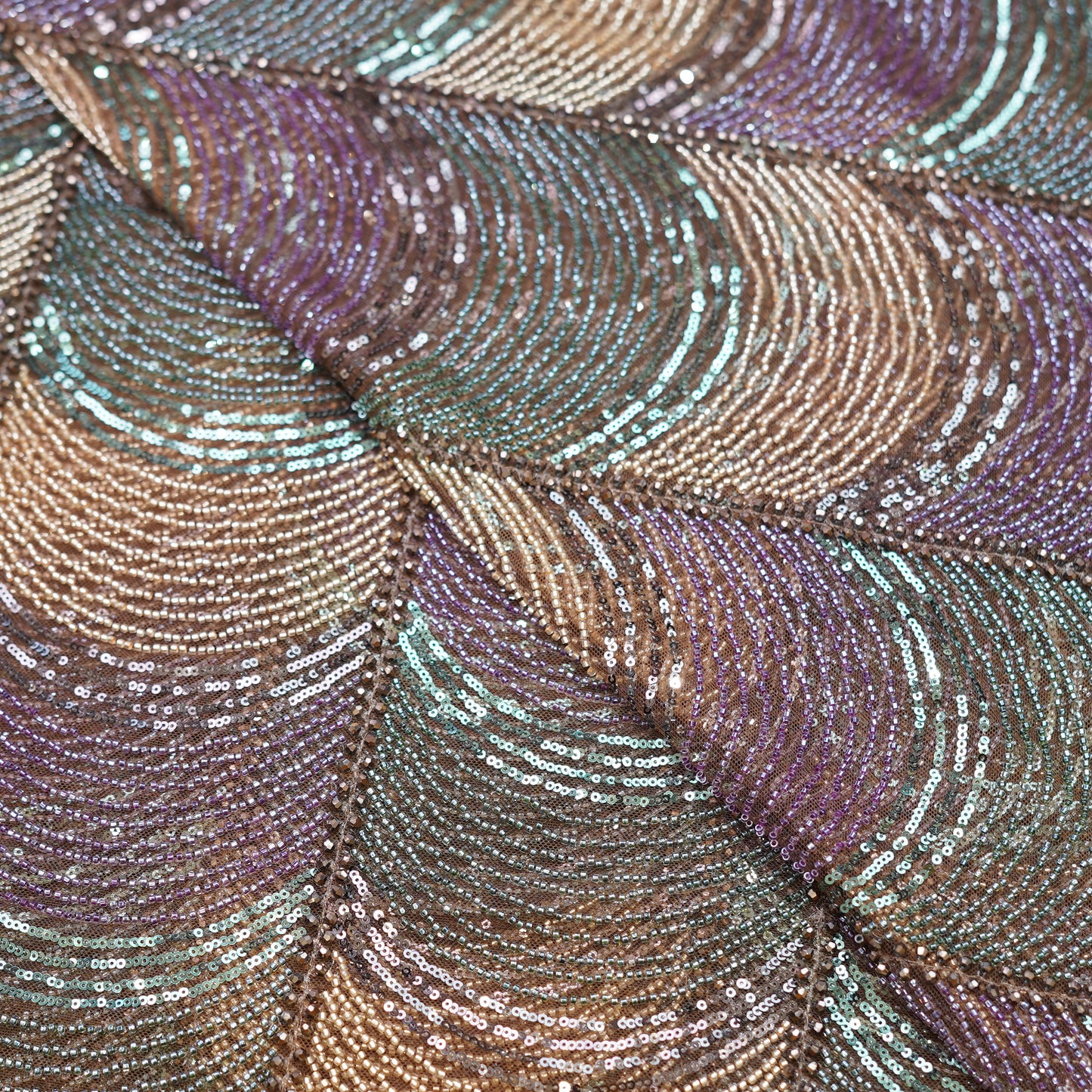 Luxury Multi-Tonal Chevron Sequin & Beadwork net Fabric