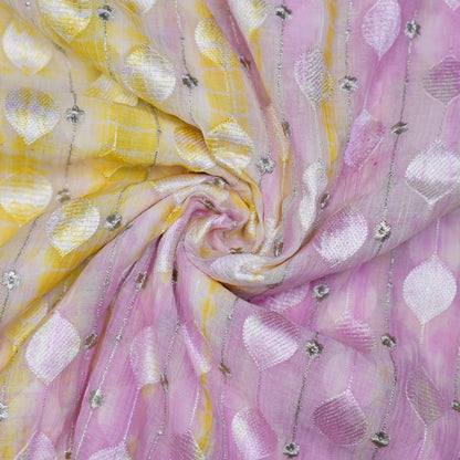 Blush Pink & Sunshine Yellow Statement Embroidered Fabric