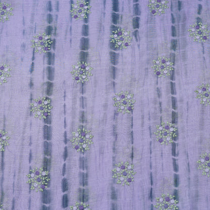 Lavender Floral Embroidered Tie-Dye Fabric