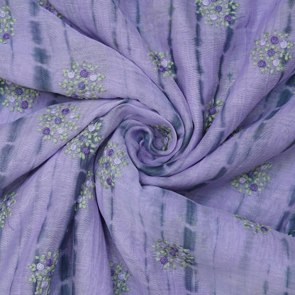 Lavender Floral Embroidered Tie-Dye Fabric