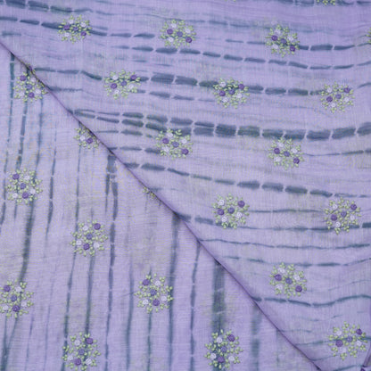 Lavender Floral Embroidered Tie-Dye Fabric