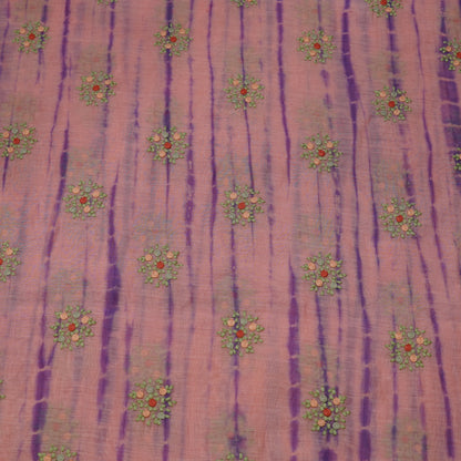 Peach Purple Tie-Dye Floral Embroidered Fabric