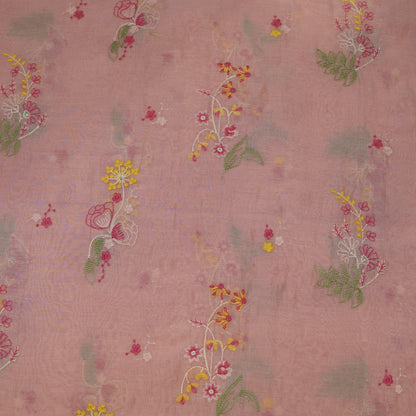 Blush Pink Floral Thread Embroidery Fabric