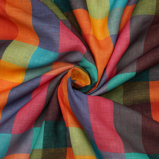 Multicolor Checkered Handloom Fabric.