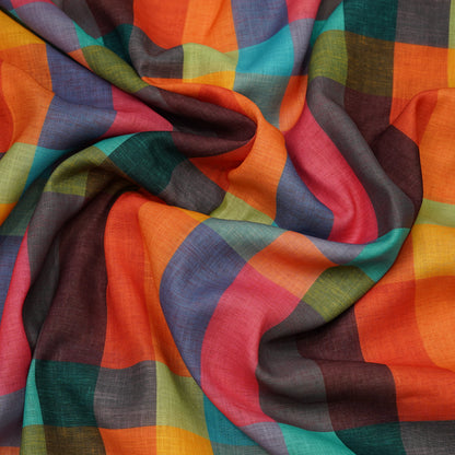 Multicolor Checkered Handloom Fabric.