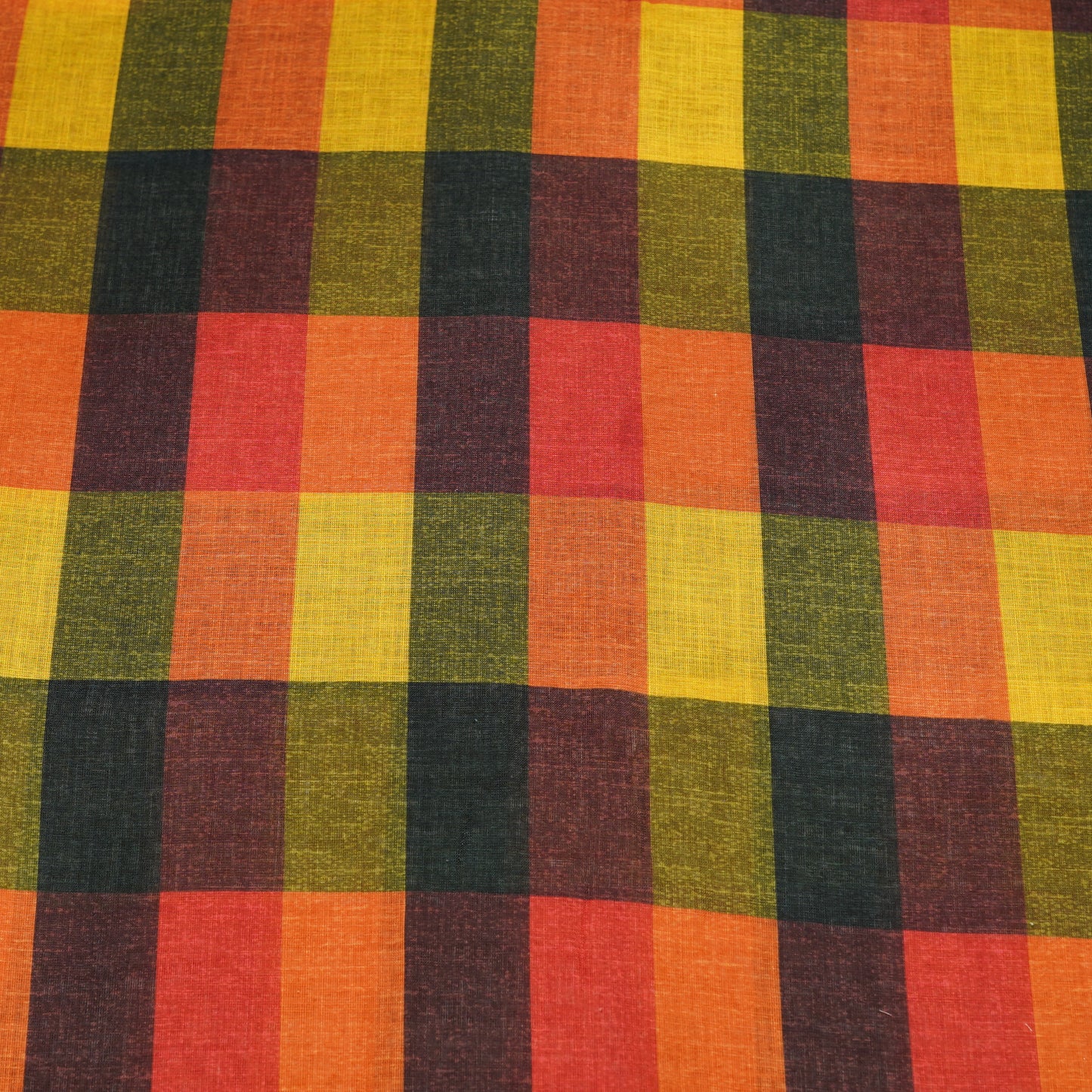 Multicolor Checkered Linen Fabric.