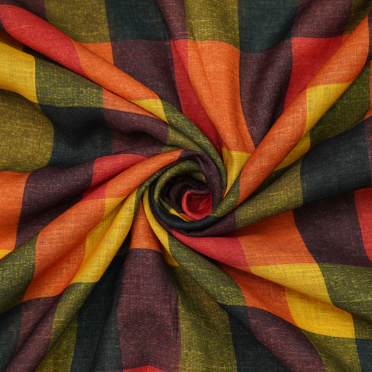 Multicolor Checkered Linen Fabric.