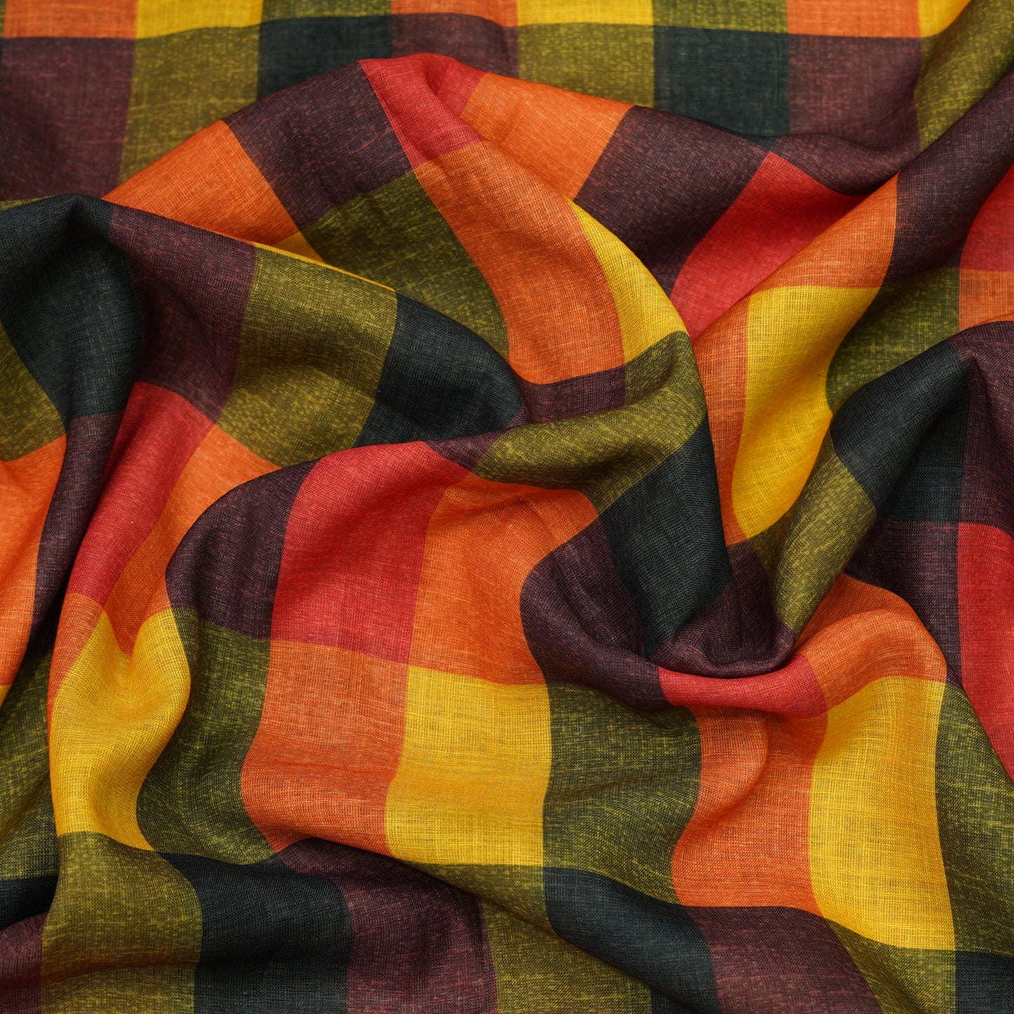 Multicolor Checkered Linen Fabric.