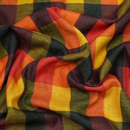 Multicolor Checkered Linen Fabric.