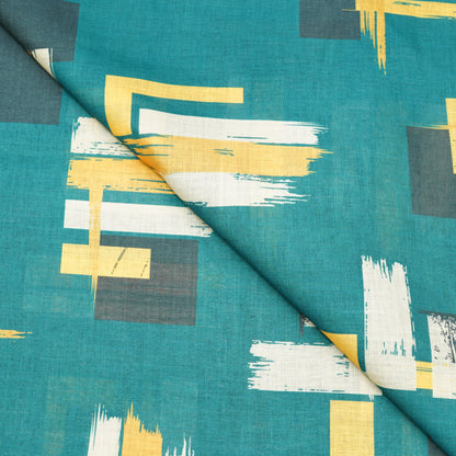 Teal Abstract Geometric Print Fabric