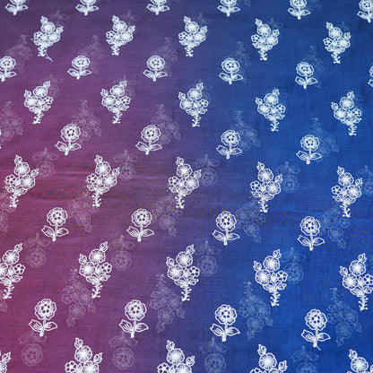 Dual-Tone Floral Embroidered Chanderi Fabric.