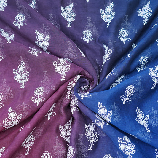 Dual-Tone Floral Embroidered Chanderi Fabric.