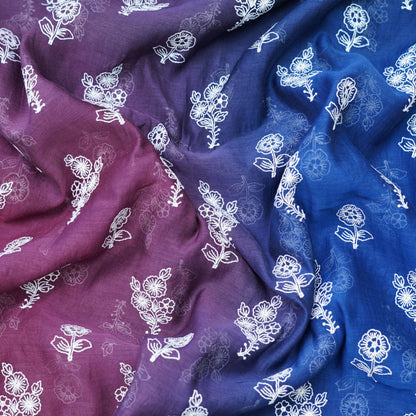 Dual-Tone Floral Embroidered Chanderi Fabric.