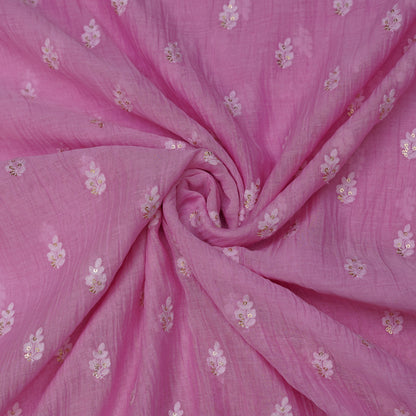 Pink Chanderi Fabric with Mukesh Buti Embroidery