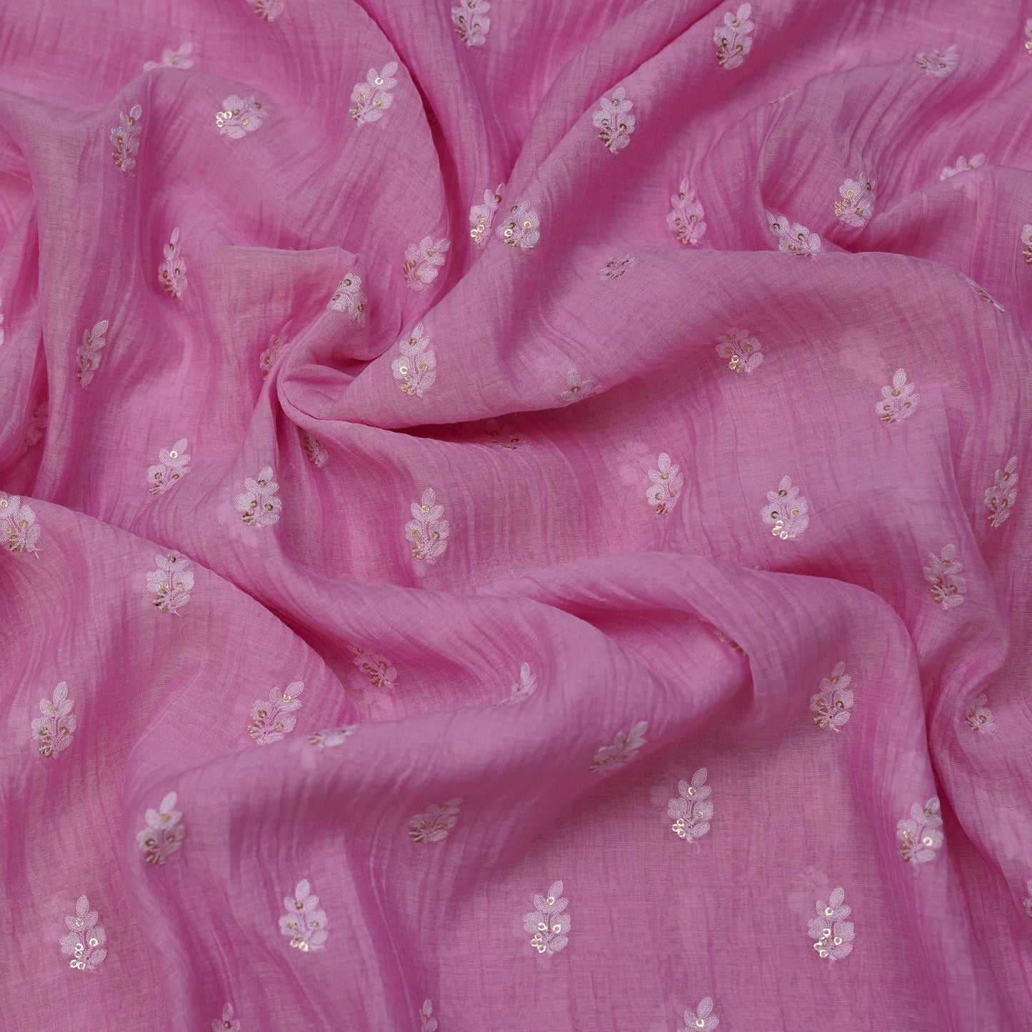 Pink Chanderi Fabric with Mukesh Buti Embroidery
