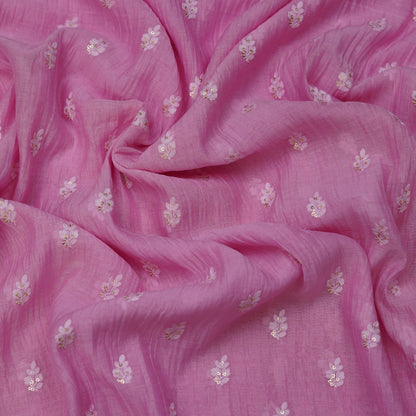 Pink Chanderi Fabric with Mukesh Buti Embroidery