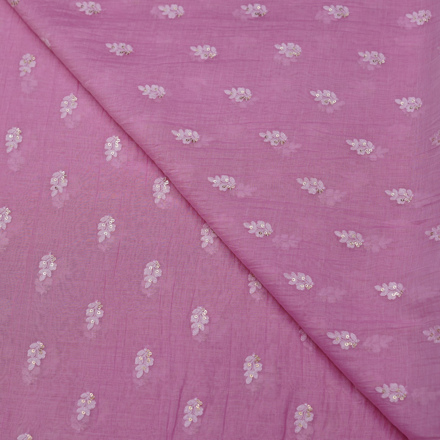 Pink Chanderi Fabric with Mukesh Buti Embroidery