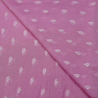 Pink Chanderi Fabric with Mukesh Buti Embroidery