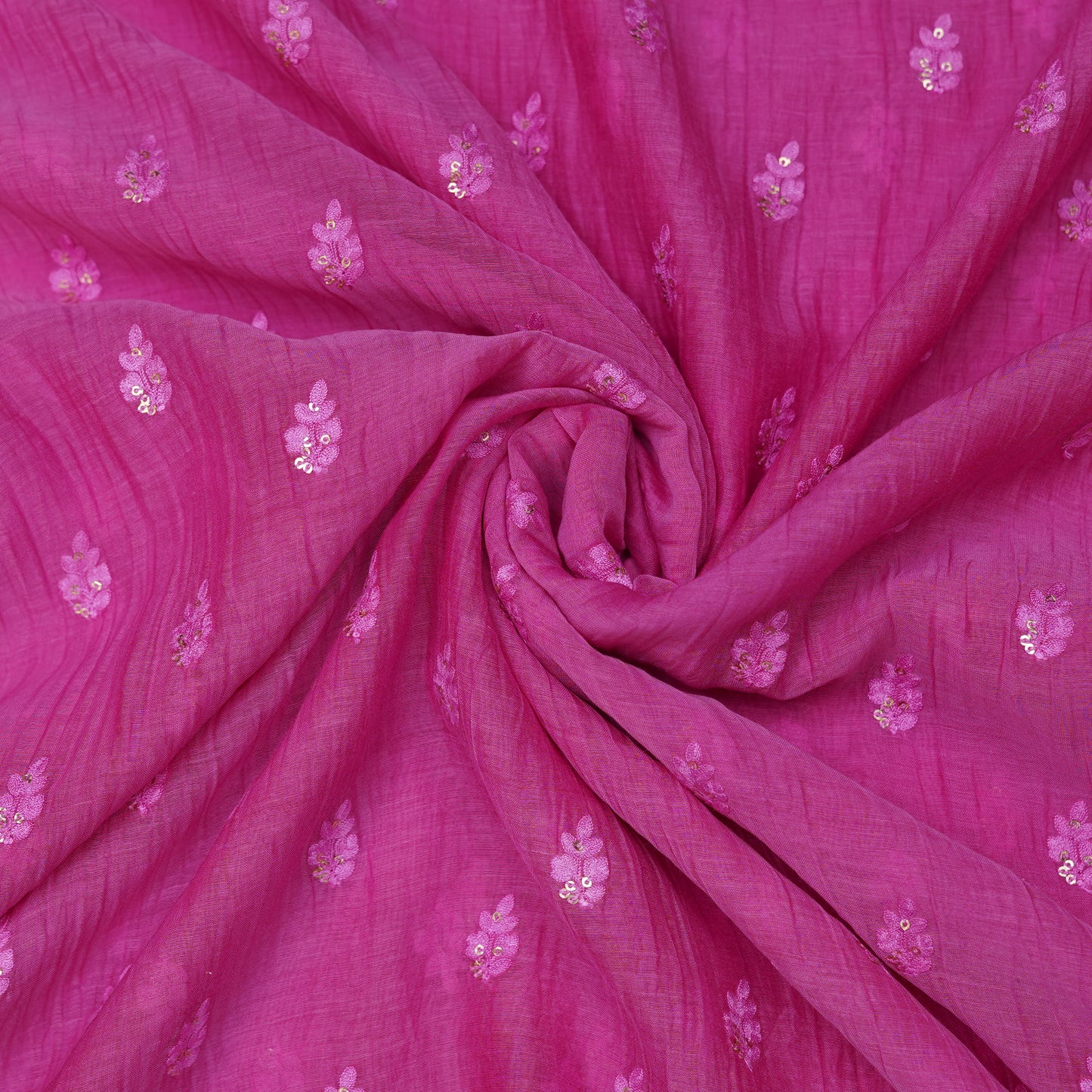 Rani Pink Chanderi Fabric with Mukesh Buti Embroidery.