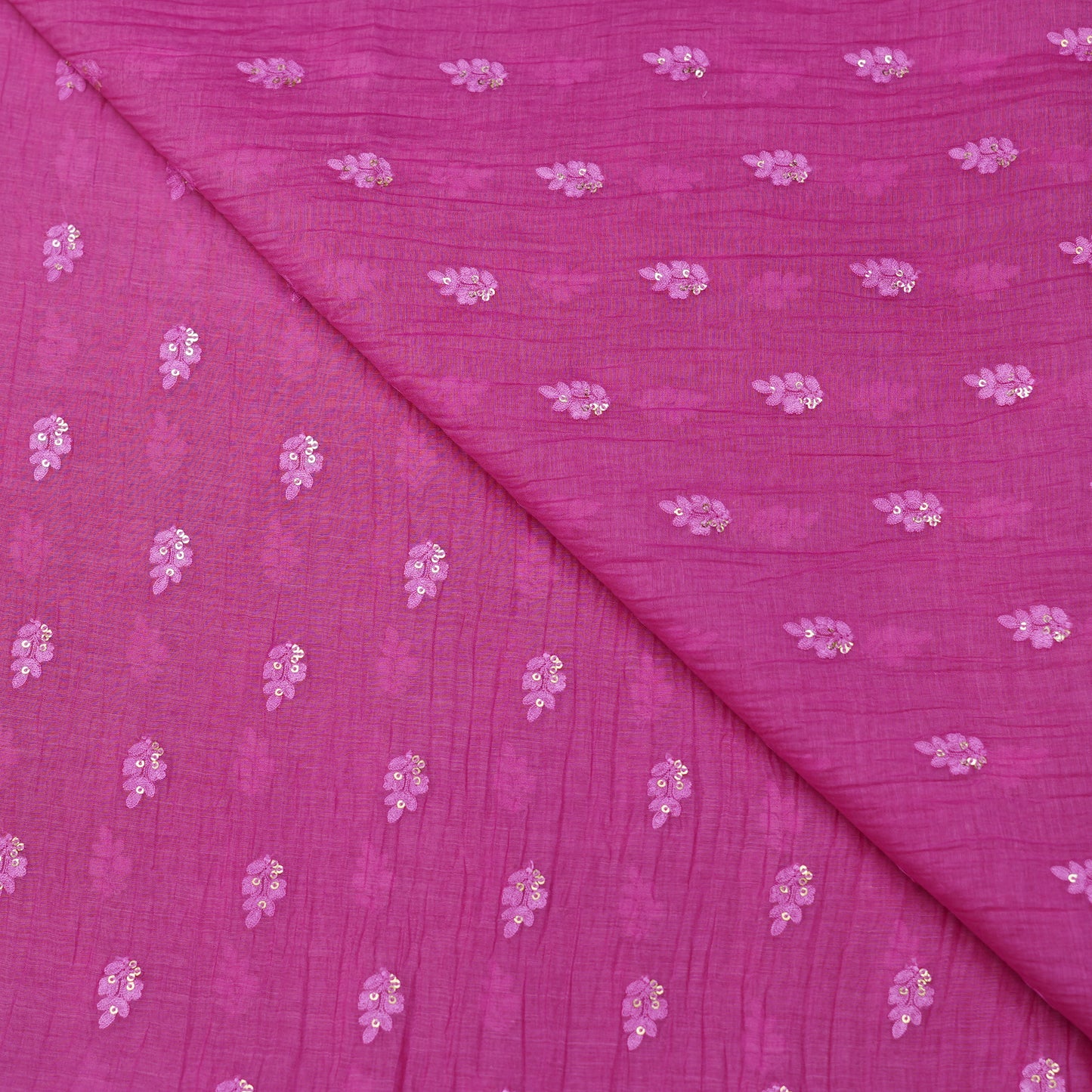 Rani Pink Chanderi Fabric with Mukesh Buti Embroidery.