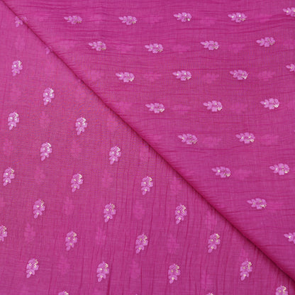 Rani Pink Chanderi Fabric with Mukesh Buti Embroidery.