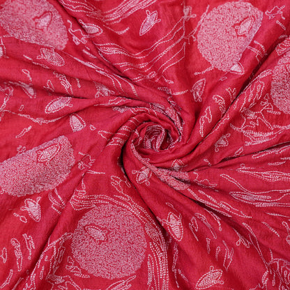Premium Coral Pink Embroidered Fabric.