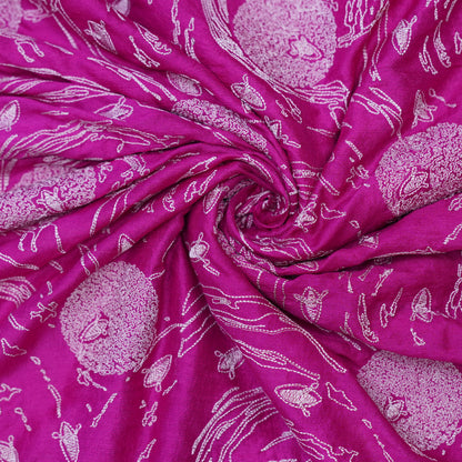 Premium Fuchsia Pink Embroidered Fabric