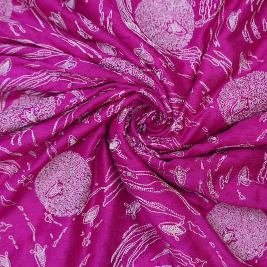 Premium Fuchsia Pink Embroidered Fabric