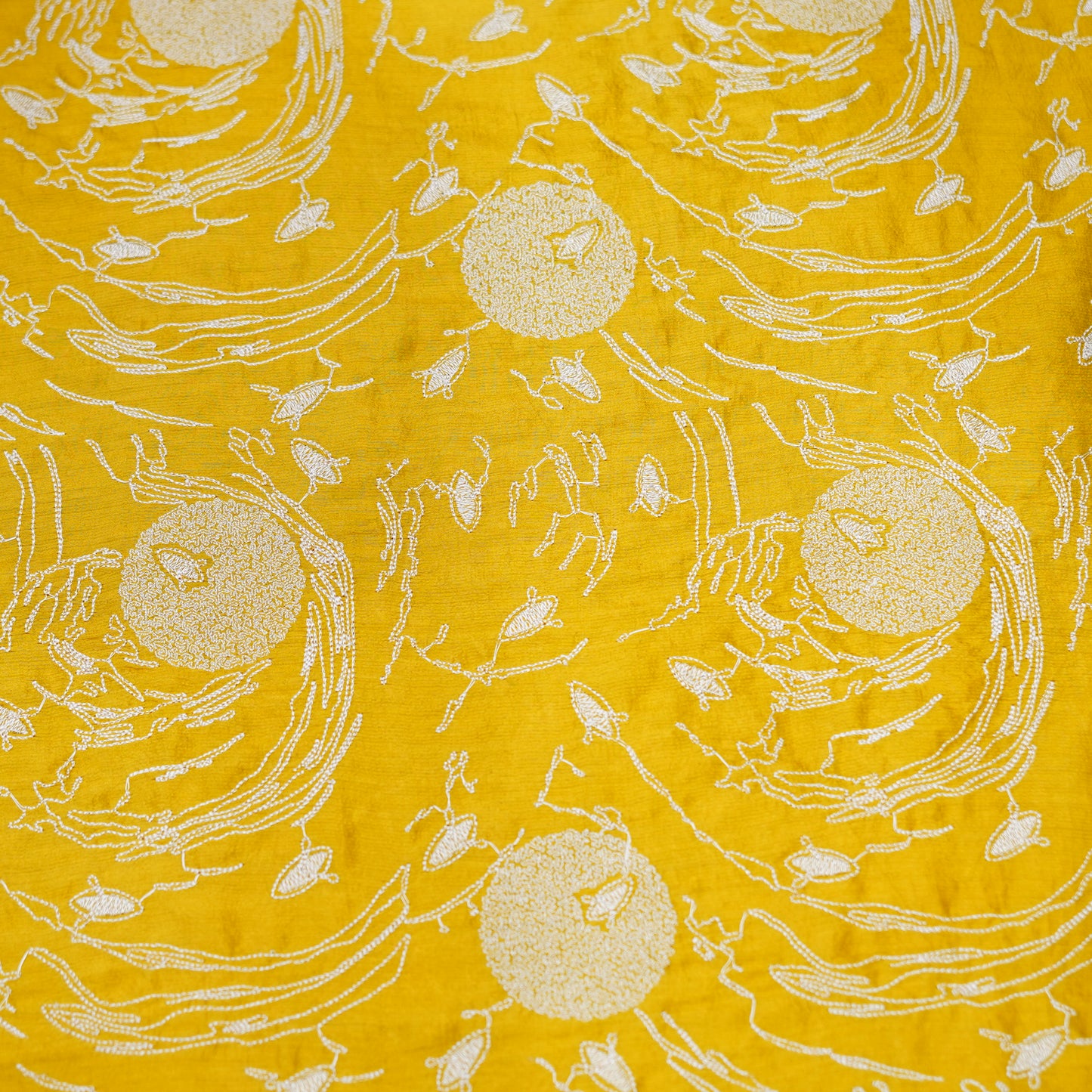 Premium Mustard Yellow Embroidered Fabric