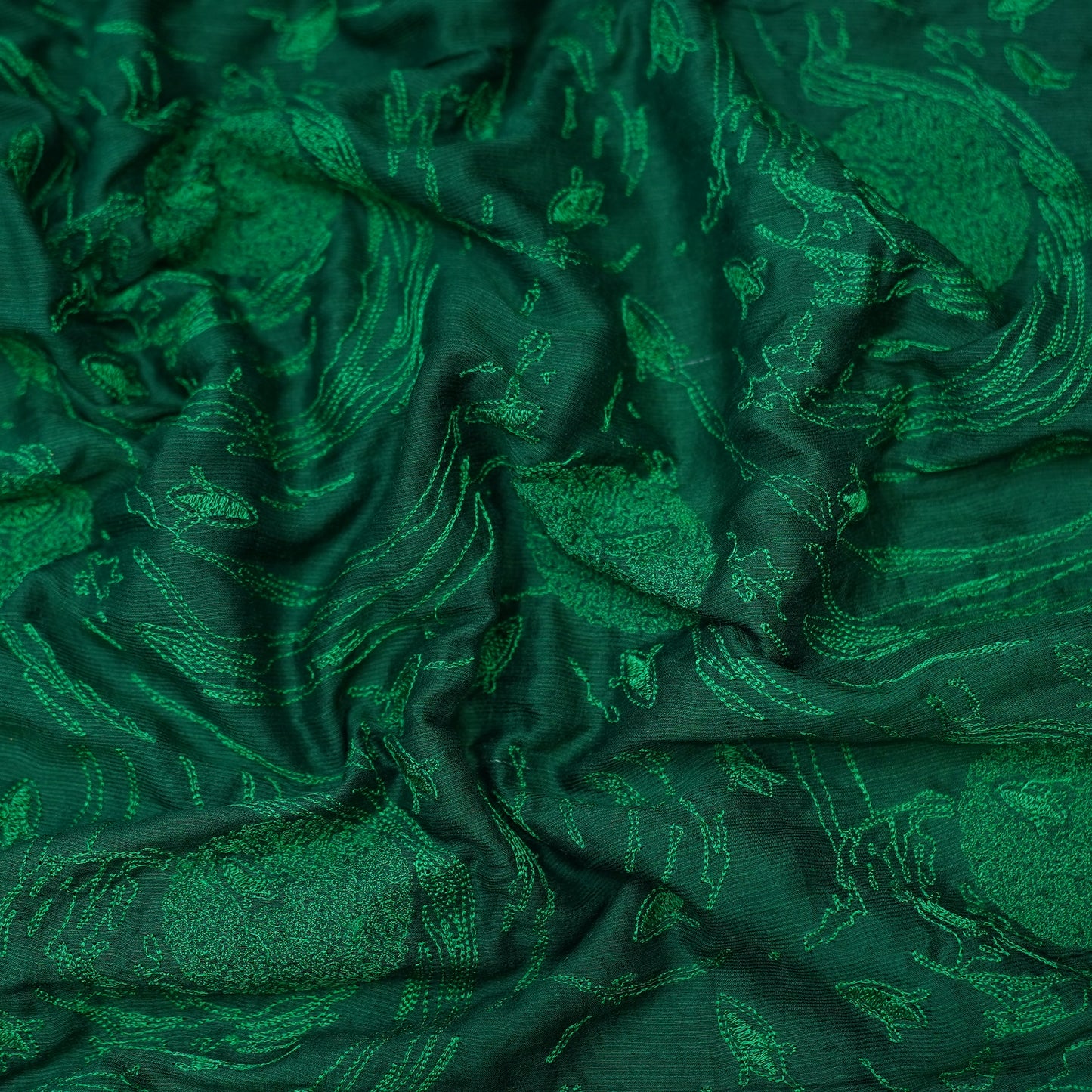 Premium Emerald Green Embroidered Fabric.