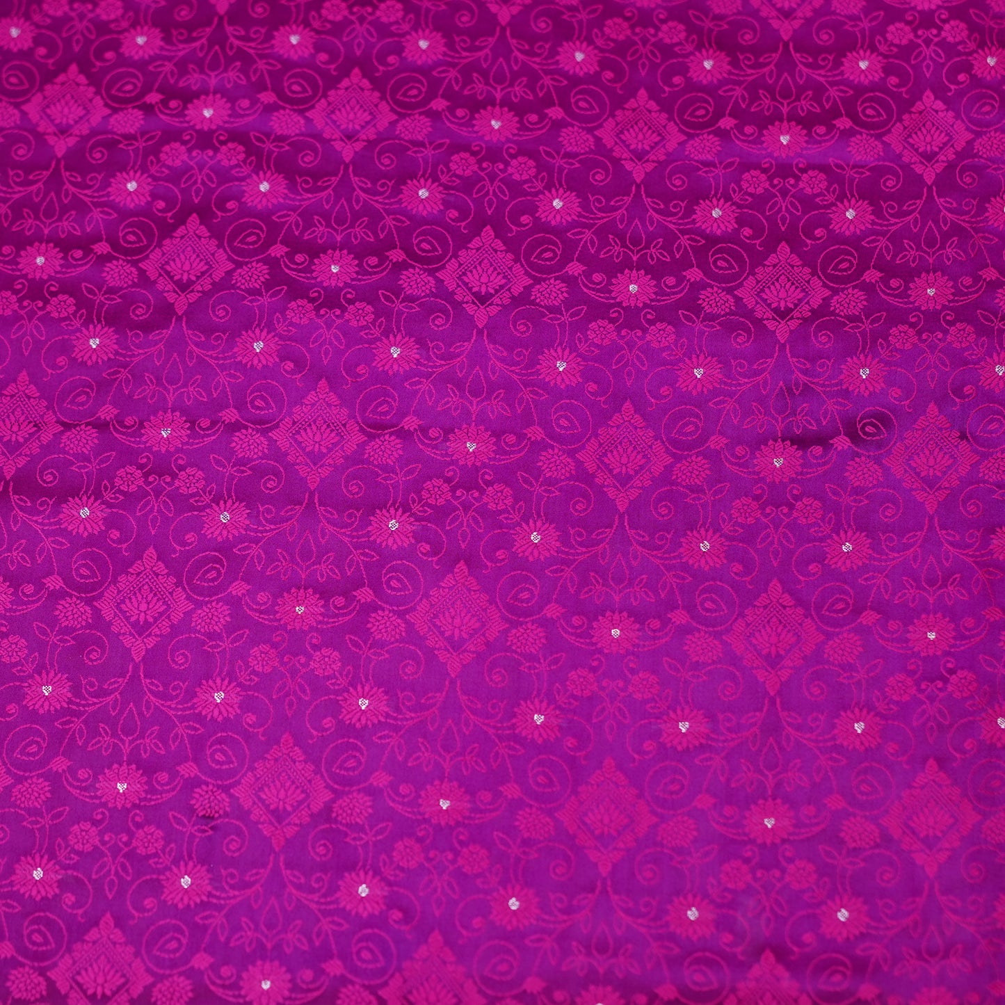Royal Magenta Embroidered Fabric with Stone Work.