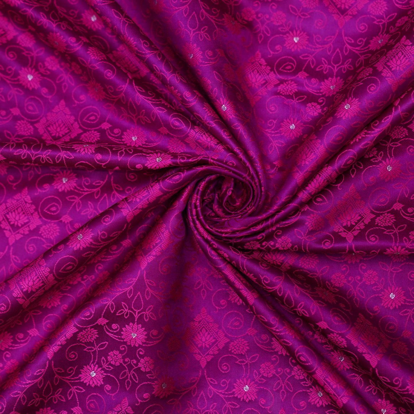Royal Magenta Embroidered Fabric with Stone Work.