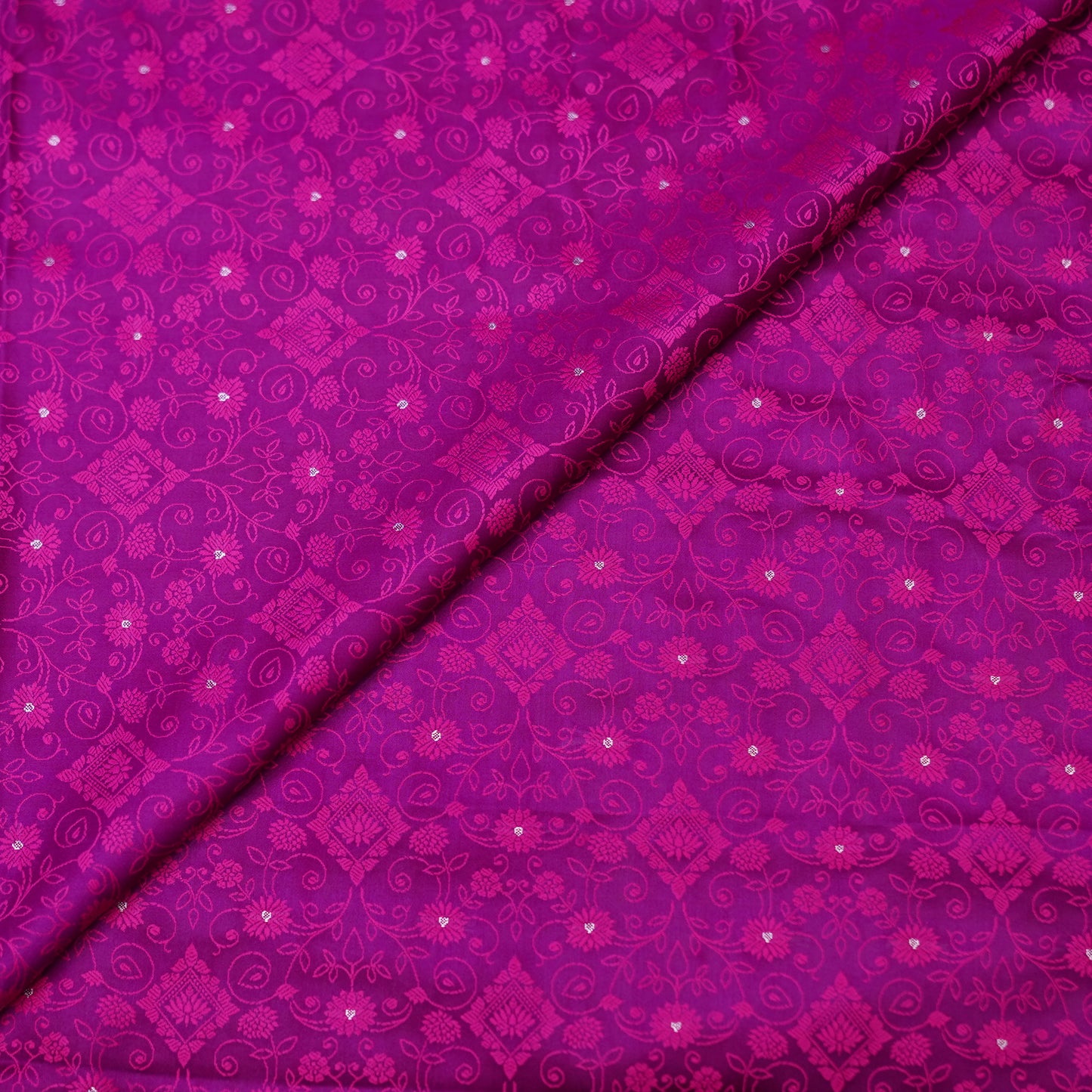 Royal Magenta Embroidered Fabric with Stone Work.