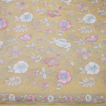 Sunshine Yellow Floral Embroidered Fabric