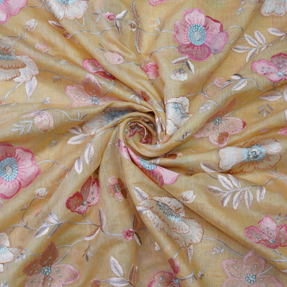 Sunshine Yellow Floral Embroidered Fabric