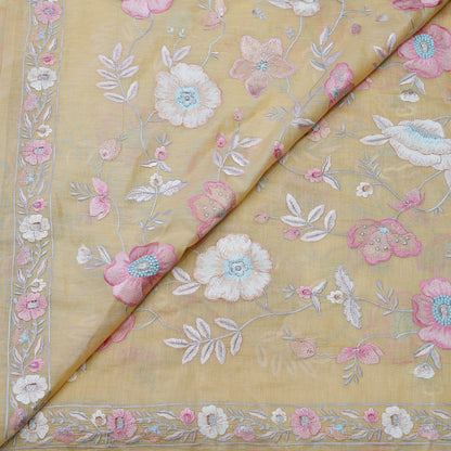 Sunshine Yellow Floral Embroidered Fabric
